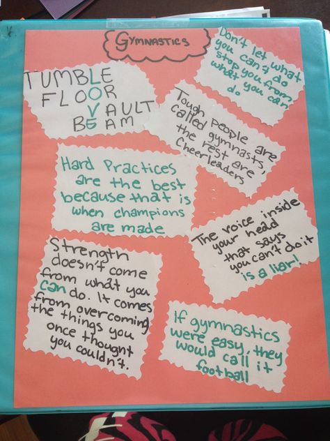 Gymnastics binder cover idea! Super adorable! Binder Ideas, Cheer Stuff, Binder Cover, Binder Covers, Cheerleading, Gymnastics, Quick Saves