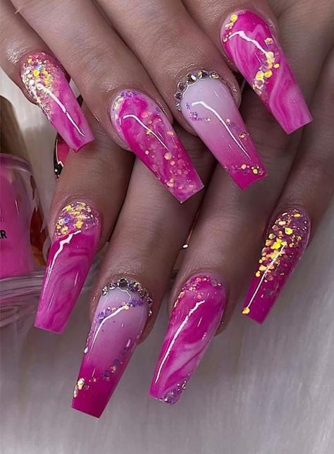 Fairytale Nails, Square Nail, Square Nail Designs, Fancy Nails Designs, Long Nail Designs, Nails Design With Rhinestones, Dope Nail Designs, Acrylic Nails Coffin Pink, Trendy Nail