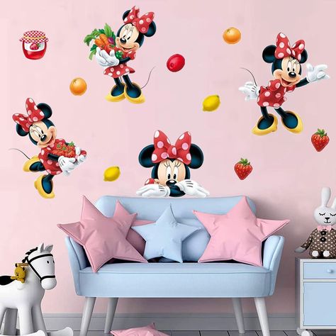 SchwartsCount-Minnie Mouse Wall Decals, Minnie Mouse Wall Stickers, Disney Minnie Wall Decals, Removeable Vinyl Cartoon Peel Minnie Mouse Baby Room, Disney Wall Stickers, Minnie Mouse Wall Decals, Vinyl Cartoon, Baby Wall Stickers, Stickers Disney, Temporary Decorating, Mouse Wall, Nursery Stickers