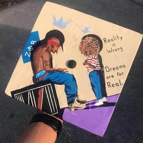 Tupac Graduation Cap Ideas, Senior Year Diy, Highschool Graduation, Career Goal, Friends Graduation, Graduation Cap Ideas, Banana Roll, Graduation Cap Decoration Diy, Senior Szn