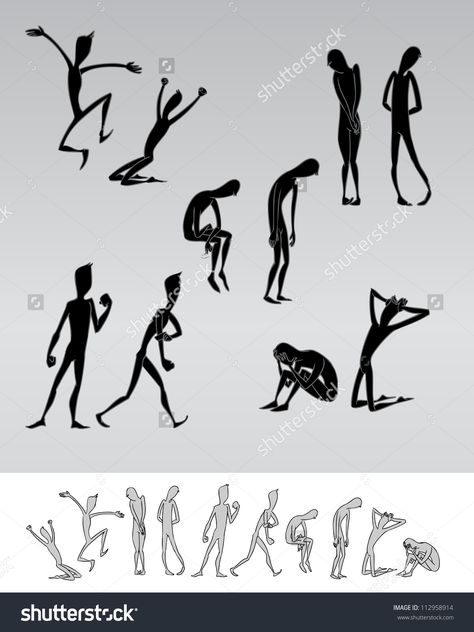 Despair Pose, Emotional Poses, Grpahic Design, Body Gestures, Cartoon Silhouette, Silent Book, Concept Art World, Color Schemes Colour Palettes, Gesture Drawing