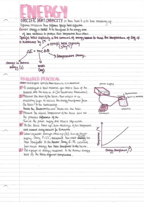 Specific Heat Capacity, Gcse Science Revision, Physics Revision, Gcse Physics, Science Revision, Gcse Revision, Physics Notes, Gcse Science, Study Tips For Students