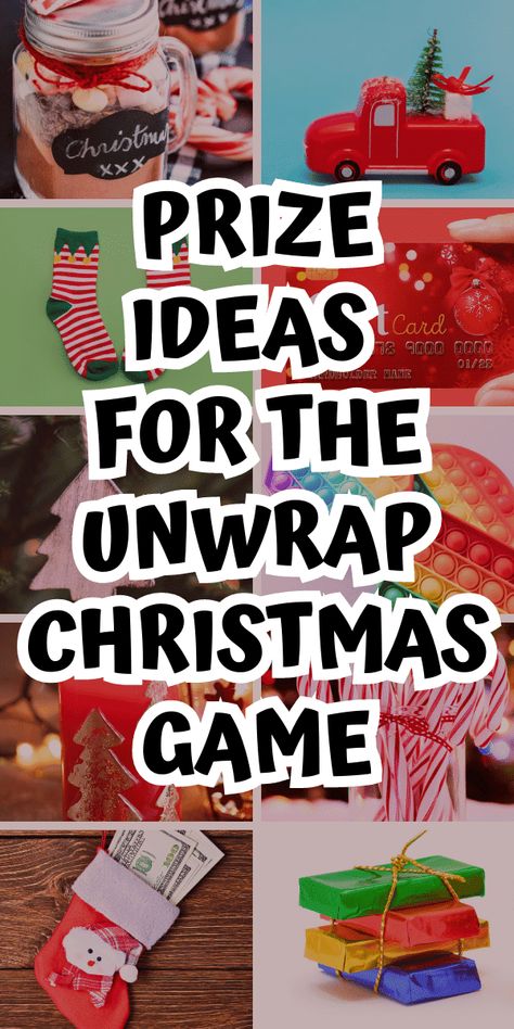 Unwrap Gift Game How to Play and Prize Ideas (What to put in the Christmas box game) - easy prizes for Christmas games or group holiday games #christmaswrapgame #unwrapgame #holidayprize Punch A Prize Christmas, Unwrap The Gift Game, Punch Box Christmas Gift Ideas, Small Prize Ideas For Adults, Prizes For Adults Cheap, Team Prizes Ideas, Christmas Gift Pong Game, Gift Ideas For Christmas Games, Christmas Unwrapping Game