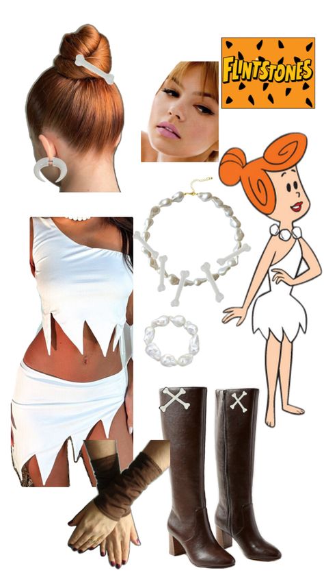 Halloween costume inspo Wilma Flintstone Costume, Flintstones Halloween Costumes, Red Head Halloween Costumes, Flintstones Costume, Wilma Flintstone, Costume Inspo, Dress Up Day, Halloween Looks, Couples Costumes