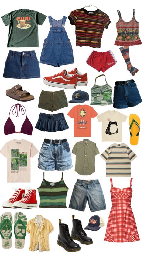 Summer!! Summer Camp Aesthetic Outfits, Camping Aesthetic Outfits, Summer Camp Aesthetic, Camp Aesthetic, Dark Academia Outfit, Fits Aesthetic, Boho Style Outfits, Quirky Fashion, Aesthetic Outfits