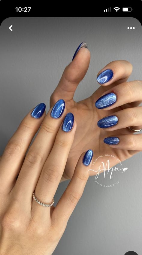 Blue Nail Designs Almond Shape, Blue Nail Designs Almond, Blue Almond Shaped Nails, Nail Designs Almond Shape, Nail Designs Almond, Almond Shaped Nails, Hoco Nails, Shaped Nails, Almond Shape Nails