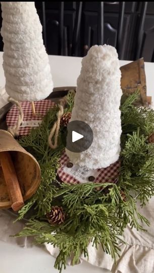 Chunky Yarn Trees, Make Chunky Yarn, Dollar Tree Yarn, Chunky Yarn Christmas, Old Flannel, Yarn Trees, Holiday Crafts Diy, Cone Christmas Trees, Yarn Bee