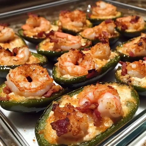 Fiery Cajun Shrimp Stuffed Jalapeños Fiery Cajun Shrimp Jalapeños, Cajun Shrimp Stuffed Jalapenos, Shrimp Bites Finger Foods, Jacked Up Shrimp Recipe, Spicy Shrimp Lettuce Wraps, Fiery Cajun Shrimp Stuffed Jalapenos, Cajun Shrimp Stuffed Jalapeños, Cajun Shrimp Nachos, Cheddar Stuffed Jalapeno Peppers