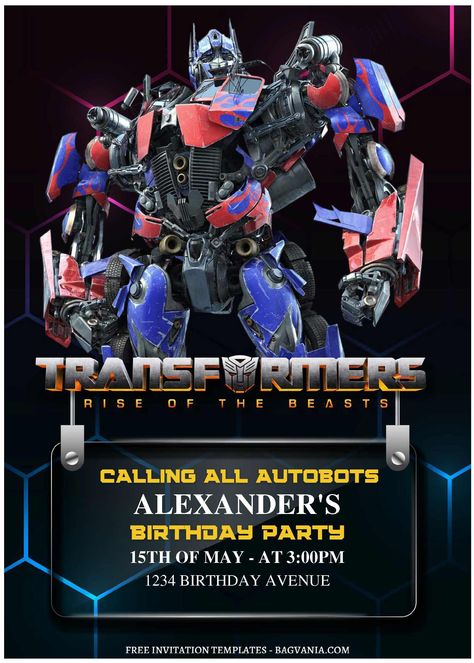 Transformers Invitation Template, Transformers Birthday Invitations, Rescue Bots Birthday, Transformers Birthday, Transformer Birthday, Train Cake, Rescue Bots, Disney Invitations, Birthday Disney