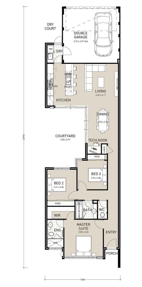 House Plans 2 Storey, 1 Bedroom House Plans, Narrow House Plans, House Plans Ideas, Narrow Lot House, Narrow Lot House Plans, Little House Plans, Two Story House Plans, Courtyard House Plans