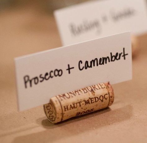 Wine Cork Place Card Holders, Cork Place Card Holders, Wine Cork Place Card Holder, Cheese And Wine Party, Cheese Labels, Wine And Cheese Party, Wine Event, Wine Dinner, Wine Tasting Party