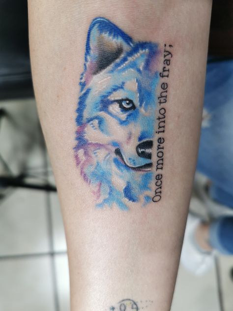 Once More Into The Fray Tattoo, The Fray Tattoo, Once More Into The Fray, The Fray, Wolf Tattoo, Watercolor Tattoo, Tattoos, Quick Saves