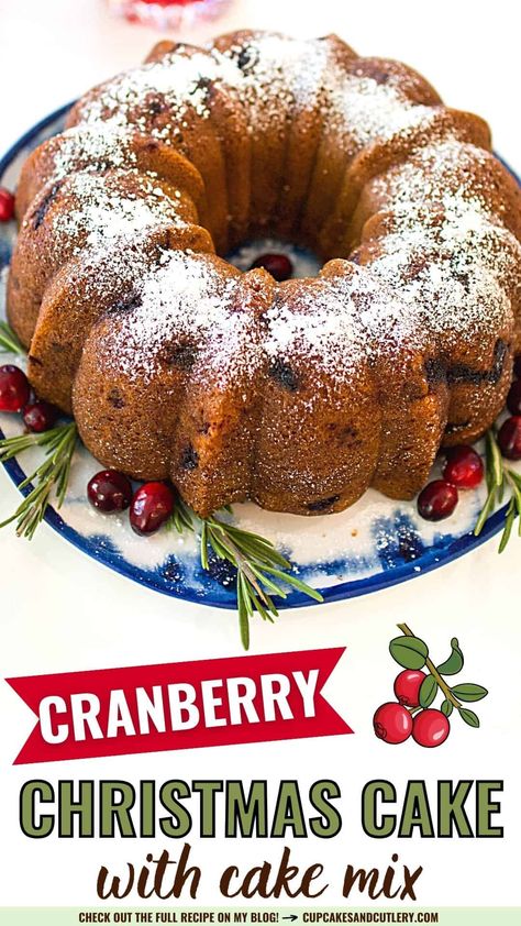 Cranberry Bundt Cake, Cranberry Orange Bundt Cake, Cranberry Christmas Cake, Cranberry Orange Cake, Christmas Cake Recipe, Recipes Using Cake Mix, Cranberry Bog, Boxed Cake Mixes Recipes, Cranberry Cake