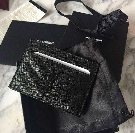 Ysl Card Holder Aesthetic, Designer Card Holder Wallet, Ysl Wallet Small, Black Card Aesthetic, Card Holder Aesthetic, Ysl Cardholder, Lv Card Holder, Luxury Card Holder, Ysl Card Holder