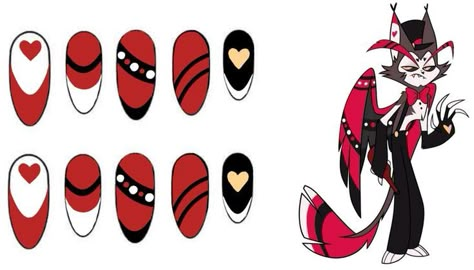 #hazbinhotelfanart #hazbinhotelhusk #nails #nailart #husker Rodeo Nails, Disney Acrylic Nails, Band Nails, Fake Nails Designs, Art Deco Nails, Punk Nails, Nail Drawing, Anime Nails, Beauty Nails Design