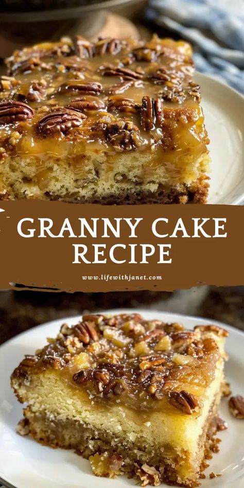 Granny Cake Recipe Easy Snack Cake Recipes, 30 Day Cake, Best Apple Cake Recipe Ever, Potluck Sweets, Cherry Dumplings, Vintage Cake Recipes, Granny Cake Recipe, Granny Cake, Grandma Recipes