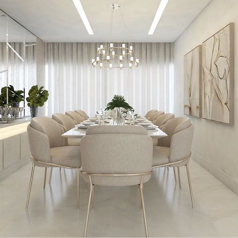 Dining Room Design Luxury, Dining Room Decor Modern, Dining Room Design Modern, Dinning Room Design, White Dining Room, Dining Room Interiors, Luxury Dining Room, Ideas Living Room, Home Design Living Room