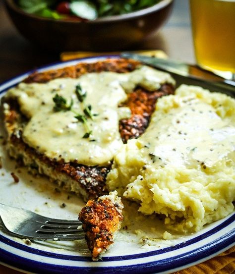 Pork Schnitzel with Mustard Cream Sauce | Heinen's Grocery Store Pork Chop Schnitzel, Crispy Pork Schnitzel, Pecan Crusted Tilapia, Mustard Cream Sauce, Power Salad, Pork Schnitzel, Crispy Pork, Fresh Salad, Glazed Salmon