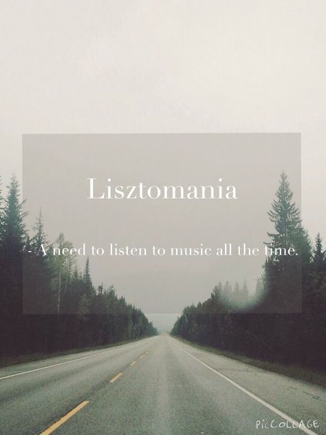 Lisztomania  - A need to listen to music all the time Listening To Music Captions, The Need To Listen To Music All The Time, Lisztomania Aesthetic, Words With Cool Meanings, Acadamia Aesthetic, Words With Deep Meaning, New English Words, Phobia Words, Words In Other Languages