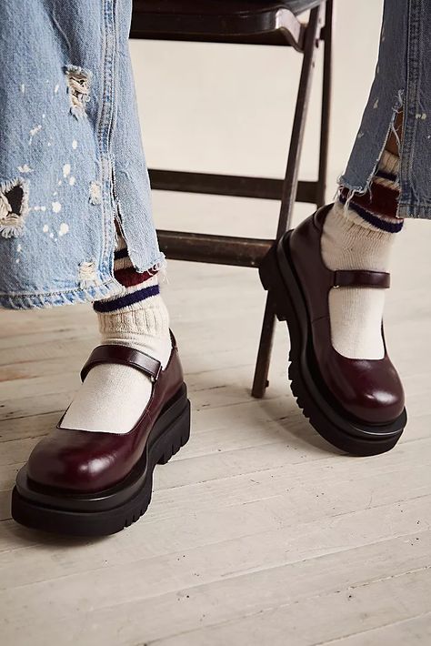 Upcoming Fashion Trends, Mary Jane Platform Shoes, Shoes Boots Heels, Heels Sneakers, Funky Shoes, Platform Mary Janes, Kleidung Diy, Boots Heels, Free People Shoes