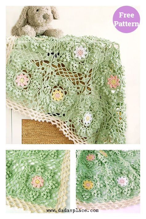 Wildflower Blanket Free Crochet Pattern Wildflower Blanket, Cat Bag Crochet, Thoughtful Baby Shower Gifts, Valentines Patterns, Linen Stitch, Floral Blanket, Crocheting Ideas, Crochet Potholders, Crochet Animals Free Patterns