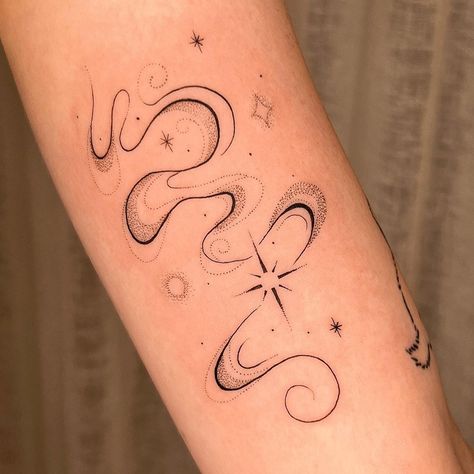 Oracle Tattoo Ideas, Wisp Tattoo, Tangled Inspired Tattoo, Stardust Tattoo, Magical Tattoos, Pixie Tattoo, Whimsical Tattoos, Magic Tattoo, Sharpie Tattoos