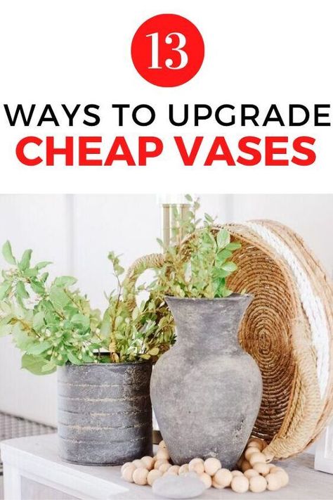 Decorate on a budget with these thrift store vase upgrades. Update floor vases, large vases and ceramic vases with these old vase makeover projects. Vase Makeover Diy, Vase Makeover, Diy Vase Decor, Decorate On A Budget, Large Vases, Diy Porch Decor, Cheap Vases, Floor Vases, Diy Window Treatments