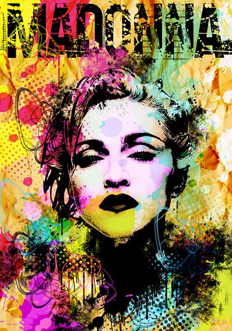 Madonna Poster, Retro Portrait, Madonna Art, Retro Posters, Paper Collage Art, Music Artwork, Music Posters, Rock Posters, Foto Art