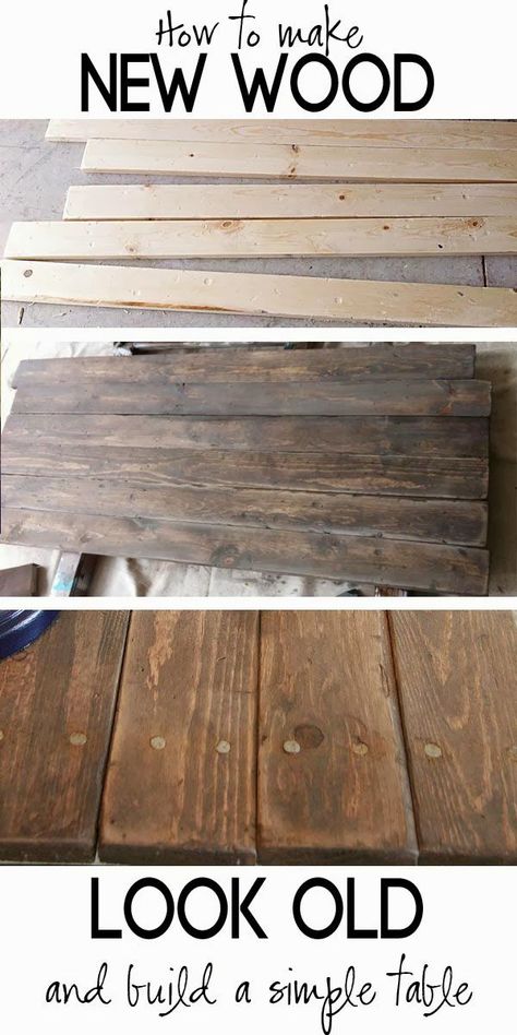 How to make new pine wood look old, like reclaimed or barn wood.  Easy diy idea with a step-by-step tutorial for the home. Make New Wood Look Old, Rustic Sofa Table, Rustic Sofa Tables, Diy Muebles Ideas, Rustic Sofa, Diy Holz, Into The Woods, Barnwood, Wood Planks