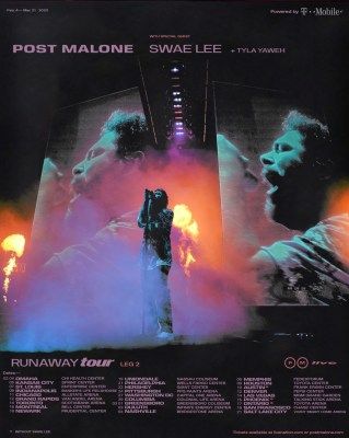 Post Malone Tour, Post Malone Concert, Post Malone Lyrics, Post Malone Wallpaper, Pepsi Center, Collage Des Photos, Wells Fargo Center, Live Nation, The Runaway