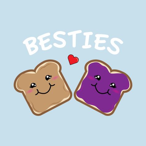 Check out this awesome 'Peanut+Butter+and+Jelly+Best+Friends+Cartoon+Food' design on @TeePublic! Two Cute Friends Cartoon, Cartoon Best Friends Drawing, We Go Together Like Peanut Butter & Jelly, Cute Best Friend Pictures Cartoon, Best Friend Cartoon Pictures, Cute Friend Pictures Cartoon, Matching Drawings For Best Friends, Two Best Friends Cartoon, Best Friends Cartoon Images