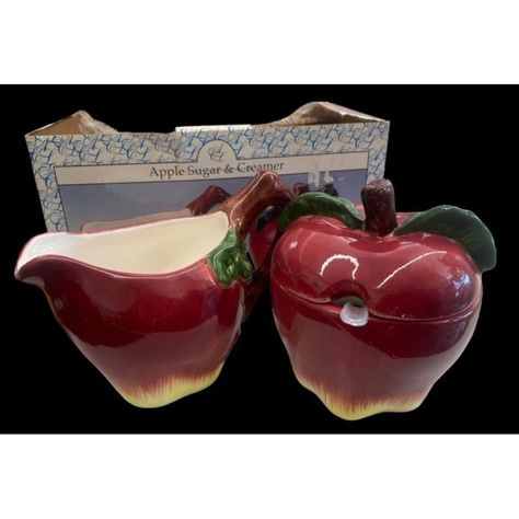 This Acl Apple Kitchen Decor Ceramic Creamer And Sugar Set In Vibrant Red Adds A Fun, Fruity Twist To Your Table. Sized At 7.75"X4.5"X5", It's Perfect Size For Any Kitchen. Brand: Acl Color: Red Style: Apple Material: Ceramic Size: 7.75"X4.5"X5" Includes: Creamer And Sugar Set Apple Canister Set, Apple Kitchen, Apple Kitchen Decor, Ceramic Creamer, Red Shop, Red Style, Coffee And Tea Accessories, Coffee Kitchen, Vibrant Red