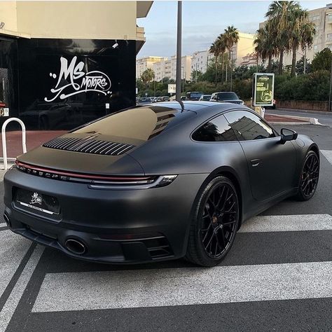 Daily Luxury Inspiration on Instagram: “Porsche 992 in Matte Black 💣 ©️ @msmotorsofficiel Follow @Upmarketlife for more! . . . . . . Credit: @luxurylifecompany” Car Graphics Decals, Porsche Turbo S, Matte Black Cars, Black Porsche, Porsche 992, New Luxury Cars, Automobile Engineering, Lux Cars, Porsche Models