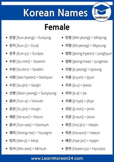 Korean Names For Girls Korean Name List, Popular Korean Names, My Korean Name, Korean Baby Names, Korean Last Names, Korean Boy Names, Korean Girls Names, Nama Korea, Nicknames For Girls