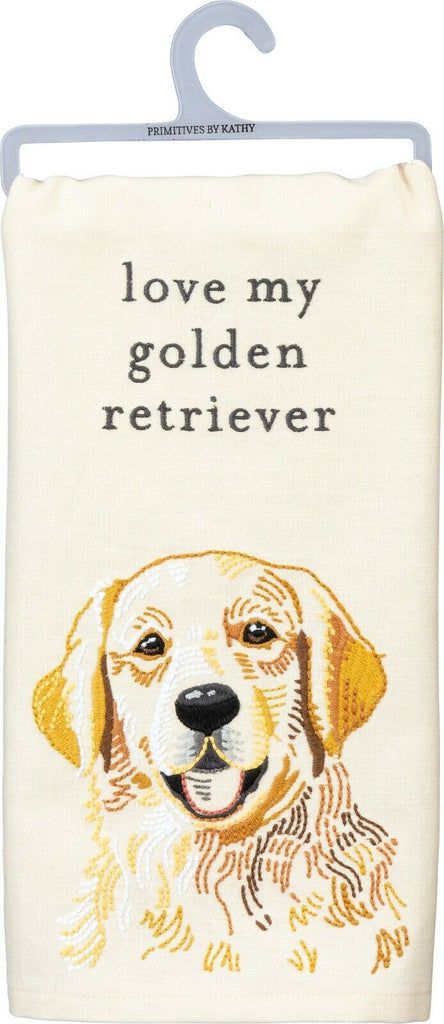 Love My Golden Retriever | Embroidered Dish Towel Golden Retriever Wedding Napkins, Golden Retriever Wedding, Golden Retriever Embroidery, Golden Retriever Portrait, Golden Retriever Ornament, Perros Golden Retriever, Golden Retriever Christmas, Dog Kitchen, Embroidered Portrait