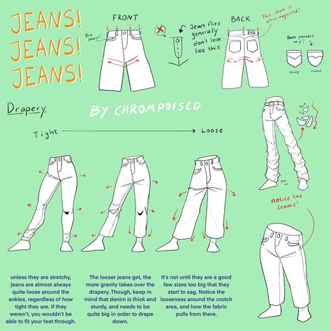 Jeans Tutorial Drawing, Comic Making, Jeans Tutorial, Jeans Drawing, Book Maker, Anatomy Reference, Human Art, Drawing Clothes, Drawing Tutorials