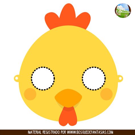 máscara de pollito Printable Animal Masks, Animal Masks For Kids, Chinese New Year Zodiac, Logo Online Shop, Props Free, Chicken Costumes, Dinosaur Party Favors, Animal Templates, Masks Crafts