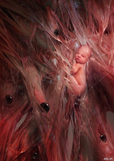 Foetus In Womb, Womb Artwork, Womb Aesthetic, Womb Drawing, Tma Entities, Womb Art, Baby In Womb, Dark Mother, Twin Photography