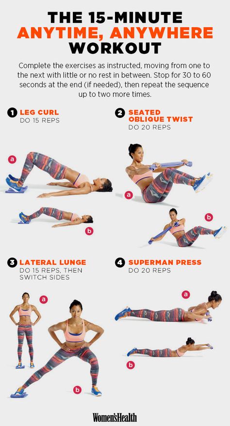 The Best 15-Minute Workouts for 2015 | Women's Health Magazine 15 Min Workout, 15 Minute Workout, Workout For Women, Muscles In Your Body, Best Cardio Workout, Best Cardio, Health Magazine, Burn Belly Fat, Quick Workout