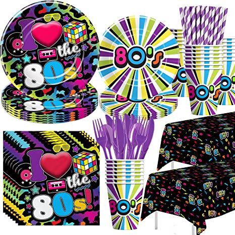 80's Theme Party, 80s Birthday Party, 90s Party Decorations, 80s Birthday, 80s Party Decorations, 80s Birthday Parties, Party Cutlery, 1980s Party, Birthday Party Cups