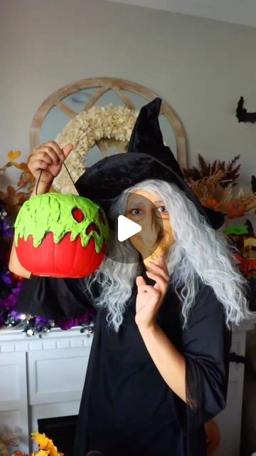 Bethany (Bargain Bethany) on Instagram: "Turn a $2 @walmart Pumpkin Pail into a Poison Apple! Also, no it’s not a mask. It’s makeup! 🧙‍♀️#dollartree #dollartreediy #dollartreehalloweendiy #halloweendecor #halloweendiys" Pumpkin Pail Diy, Poison Apple Diy, Diy Poison Apple, Poison Apple Pumpkin, Bargain Bethany, Pumpkin Pail, Poison Apple, Diy Shows, Halloween Buckets