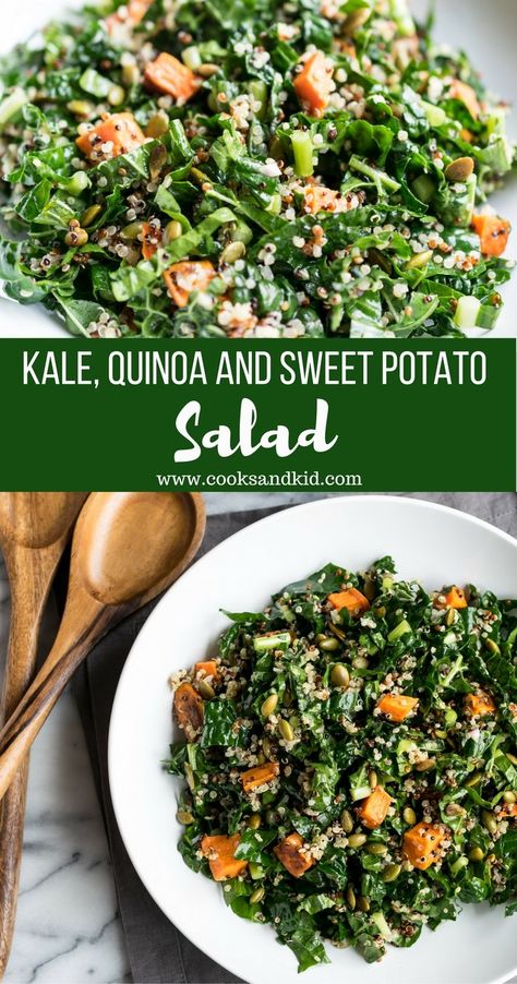 Apple Sweet Potato, Sweet Potato Quinoa Salad, Great Vegetarian Meals, Sweet Potato And Kale, Quinoa Kale, Kale Quinoa, Chou Kale, Kale Quinoa Salad, Quinoa Sweet Potato