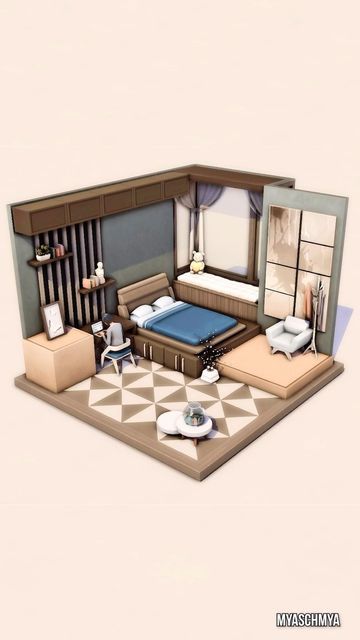 Bed No Frame, Sims 4 Beds, Built In Bed, Reading Nook, Nook, Modern Bedroom, Sims 4, Bedroom, Bed