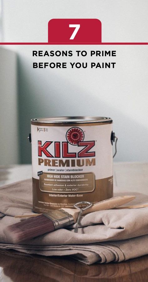 Before you take on a new DIY home makeover project, check out these 7 reasons why you should prime before you paint. Not only do KILZ Primers help to seal porous surfaces and promote paint adhesion, but they also block and seal odors, hide previous paint colors, and protect against mildew and stains. Diy Home Makeover, Kilz Primer, Home Makeover, Furniture Rehab, Mold Remover, Wood Care, Stained Concrete, Home Repairs, Paint Stain