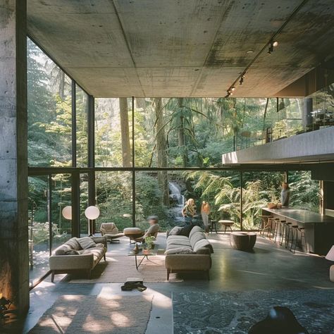 midjourney architect | concrete creek a study of bridging forms over a wooded creek. inside and out. #imagine… | Instagram Cement House Exterior, Cement House Design, Tropical Brutalism, Twilight House, Cement House, Modern Castle, Concrete And Wood, Brutalism Architecture, Concrete Interiors