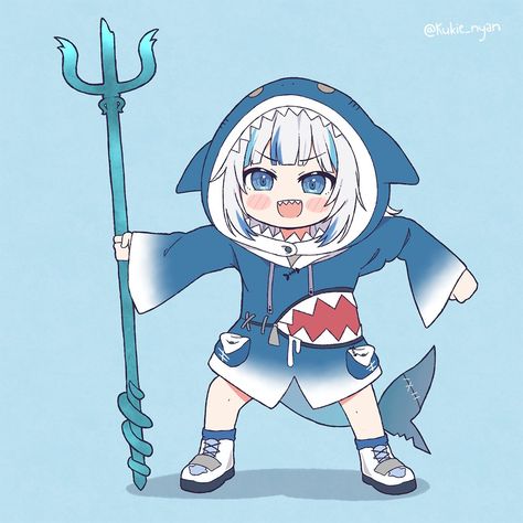 Shark Girl, Cute Shark, Picture Logo, Cute Chibi, Fanarts Anime, Cute Anime Pics, Drawing Reference Poses, Anime Movies, Character Concept