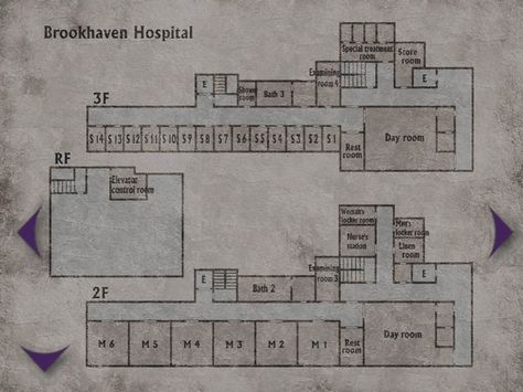 Brookhaven Hospital - Floors 2, 3, and Basement (Silent Hill 2) Silent Hill Origins, Silent Hill Nurse, Silent Hill 3, Geek Movies, Mental Institution, Map Games, Nurses Station, Silent Hill 2, Photo Prompts