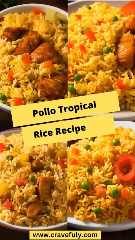 Pollo Tropical Rice Recipe – Cravefuly Pollo Tropical Copycat Recipes, Chicken Long Rice Hawaiian, Tropical Rice, Chicken Long Rice, Caribbean Rice, Pollo Tropical, Hispanic Dishes, Carribean Food, Tropical Food