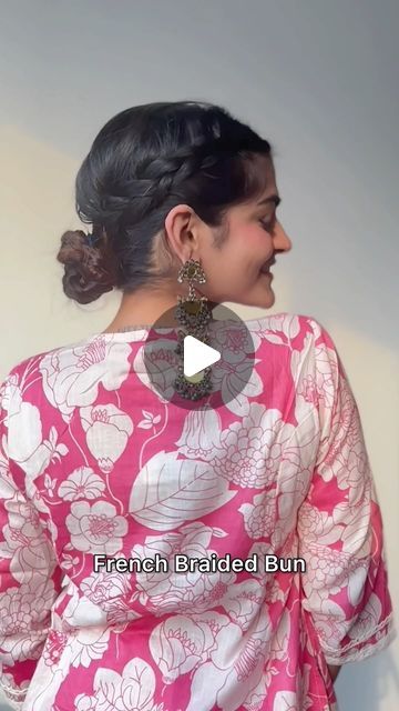 Kritika Khurana on Instagram: "French Braided Bun Tutorial ✨" French Braid Bun Tutorial, Braided Bun Tutorial, French Braid Tutorial, French Braid Bun, Kritika Khurana, Braided Bun Tutorials, French Braid Buns, French Braids Tutorial, Braid Bun