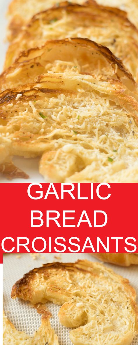 Garlic Butter Croissants, Garlic Bread Croissants, Garlic Croissant Rolls, Croissant Garlic Bread, Garlic Croissants, Grill Cheese Roll Ups, Crossant Recipes, Croissant Roll, Make Garlic Bread